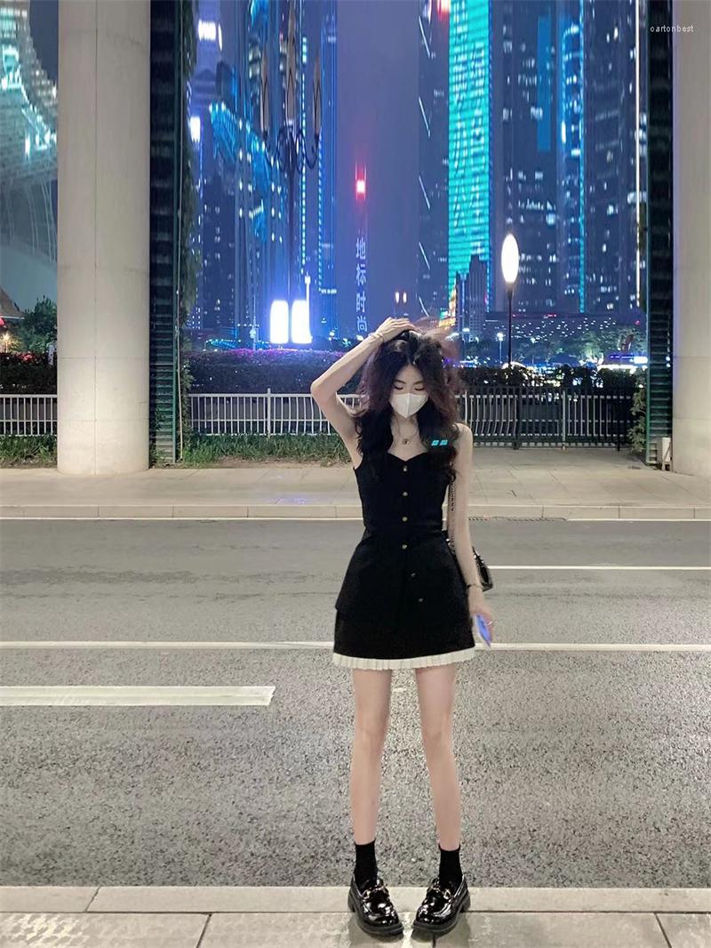 Work Dresses Office Lady Suit Women's Summer Black Spaghetti Strap Tank Top High Waist Mini Skirt Two-piece Set Fashion Female Clothes