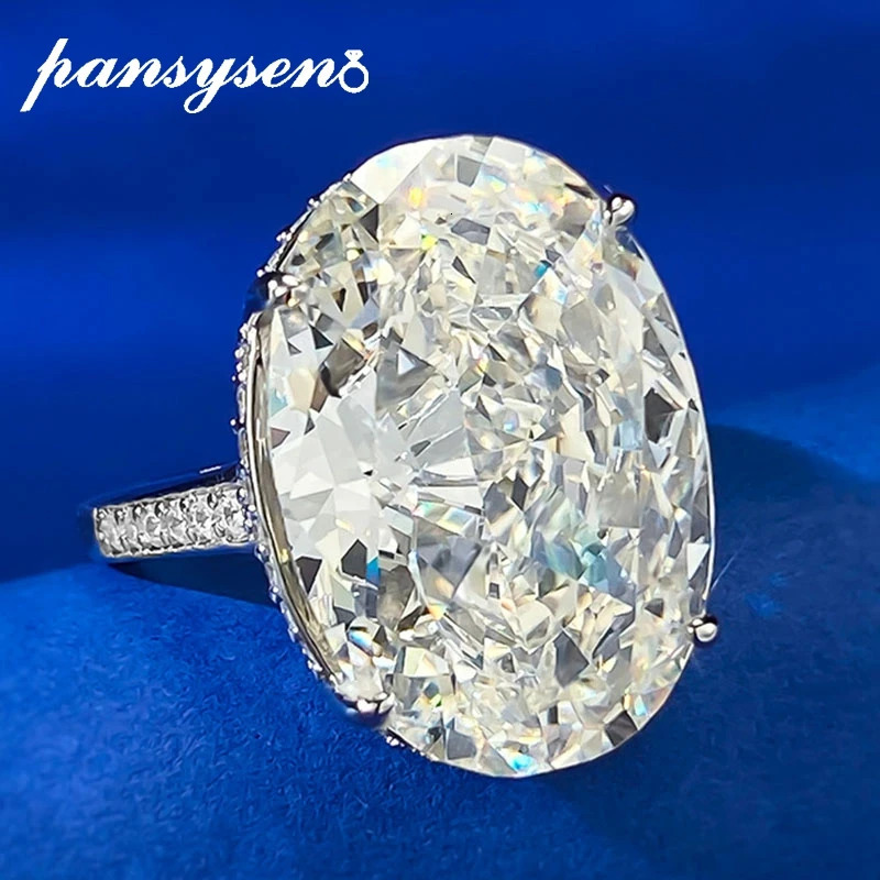 Wedding Rings PANSYSEN Top Quality 925 Sterling Silver 14x20MM Big Oval Cut Simulated Diamond Engagement Ring Fine Jewelry 231120