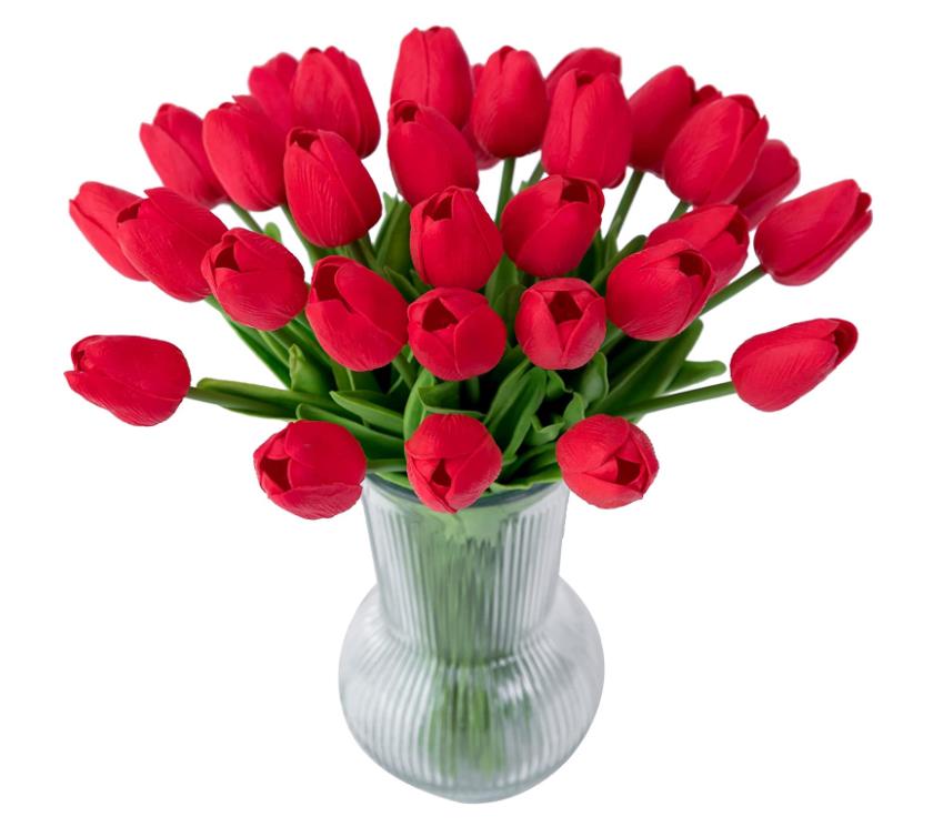 Artificial Tulips Flowers White Real Touch Bouquet Foam Fake Flower Wedding Home Living Room Christmas Decoratio