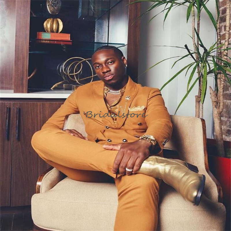 Best Orange Wedding Tuxedos Peaky Blinder Black Men Prom Dinner Suits 2025 Two Pieces Groom Men Tuxedo Double Breasted Blazer Costume Male Bespoke Gro