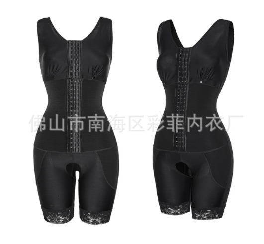 Adjustable Hook Fajas Colombianas Waist Corset And Eye Front Closure Short Sleeve Women Shapewear With Bra 220506
