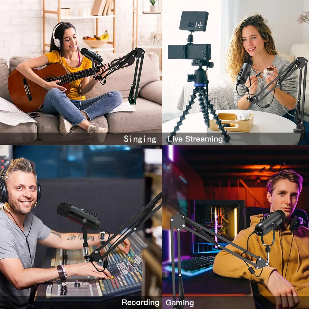 Microphones Professional USB Streaming Podcast PC Microphone Studio Cardioid Condenser Mic Kit with Boom Arm For Recording Twitch 231117