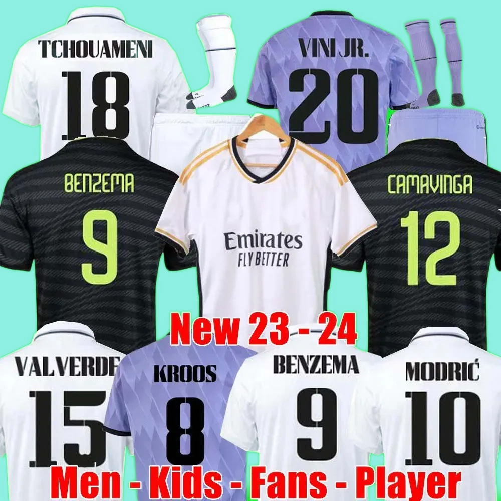 23 24 BENZEMA Soccer Jersey CAMAVINGA VINI JR Maillots De Football reAL mADRIdS Men Kids Kit Shirt MODRIC Uniforms Maillot, Home
23 24 BENZEMA Soccer Jersey CAMAVINGA VINI JR Maillots De Football reAL mADRIdS Men Kids Kit Shirt MODRIC Uniforms Maillot, Home