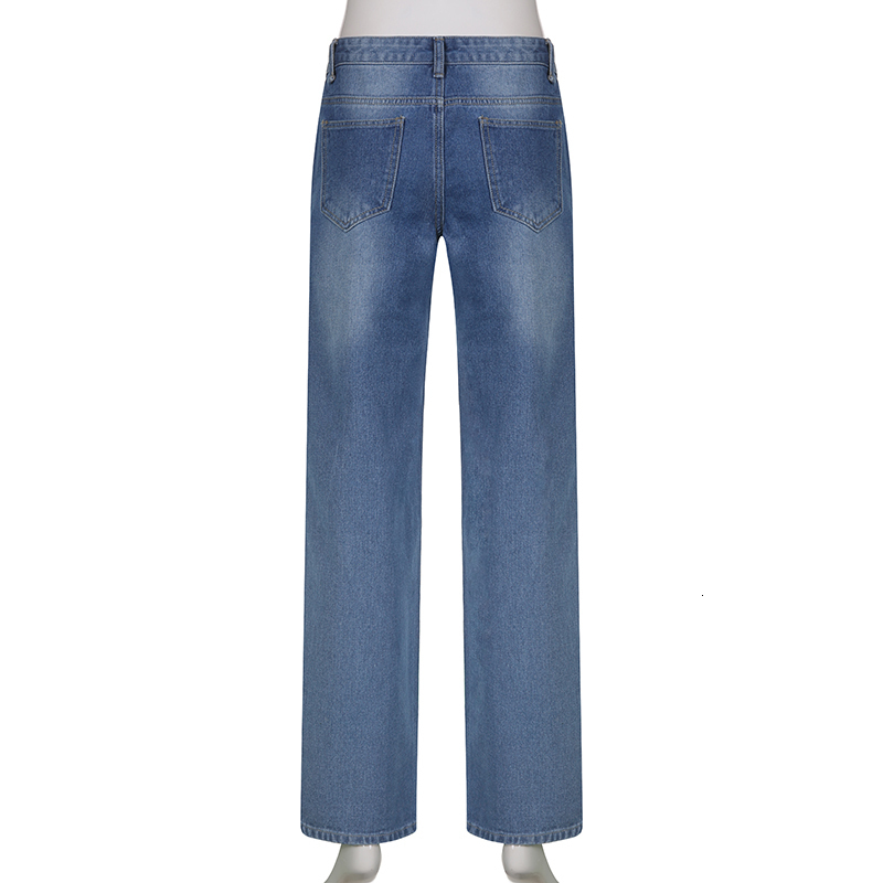 Women's Jeans Women's Harajuku Print Jeans Floral Print Vintage Aesthetic Baggy Straight Pants Grunge Casual Outfits Trousers Streetwear Y2k