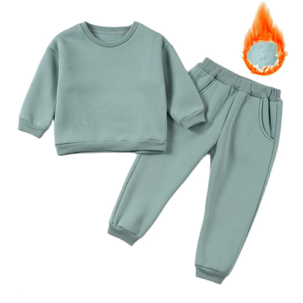 Clothing Sets Kids Sweatsuit Winter Fleece Casual Tracksuits Clothes 1 6Y Hoodies Matching Sweatpants Fall Outfits 231120