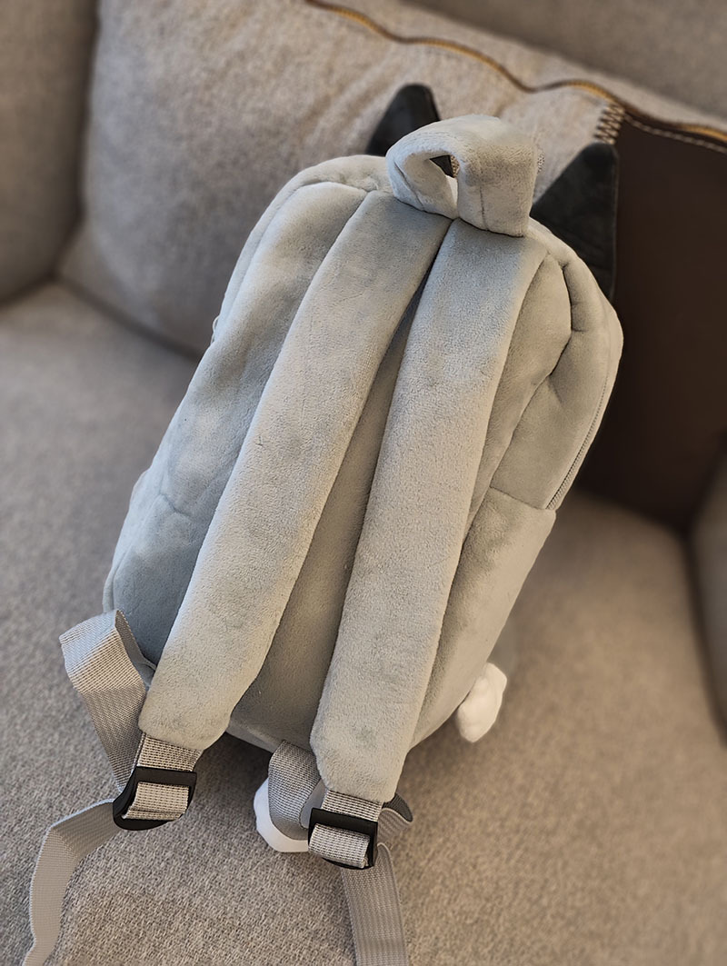 Kawaii Blue Dog Big Eye Plush Backpack Soft Plush Zipper Double Shoulder Bag Kids School Bag Birthday Gift