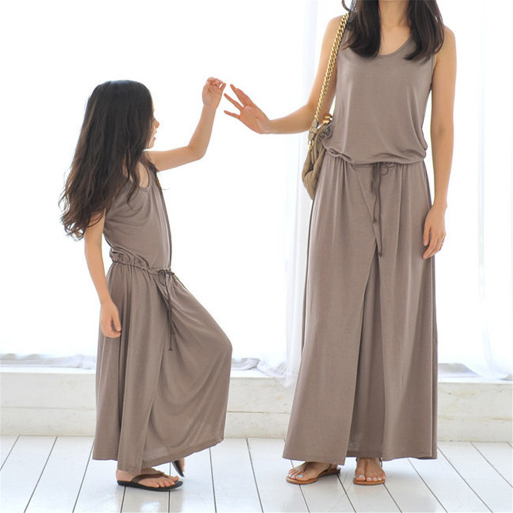 Family Matching Outfits Mom and Daughter Dress Casual Long Skirt for Mommy and Me Clothes Mother and Daughter Family Look Summer Matching Family Outfi