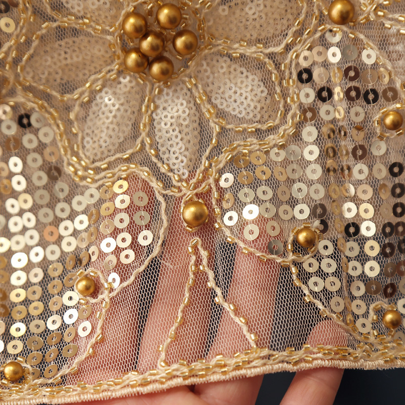 Camisoles Tanks Sexy Hollow Out Women Lace Camis Bead Work Women Tanks Tops Bling Gold Sequins Camis 230421