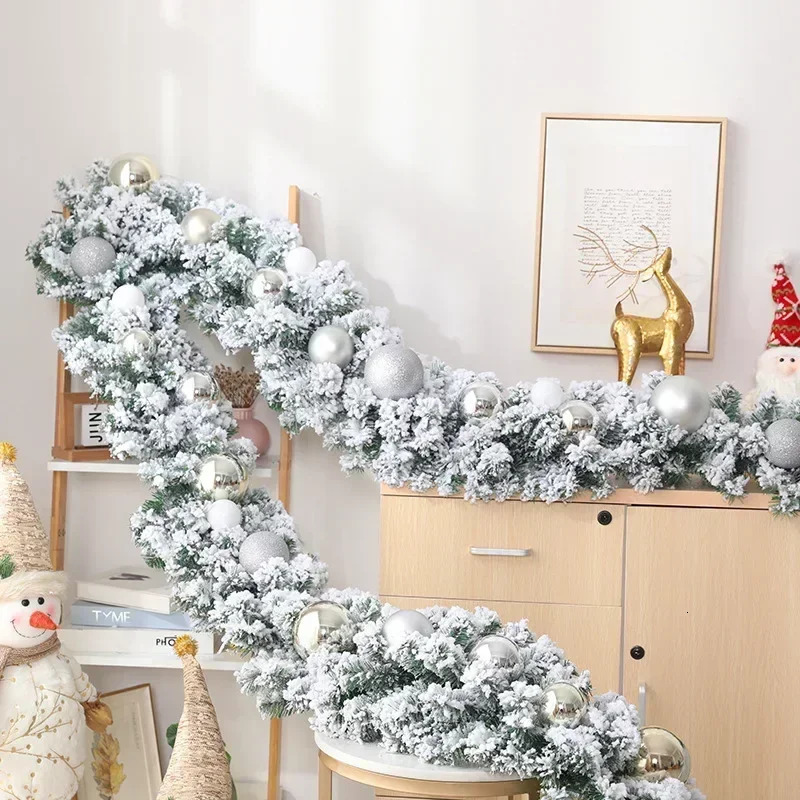 Christmas Decorations 1 PCS 27m White Falg Cedar Veet Rattan For Tree Fireplace Staircase Door Garden Courtyard Decoration Garland 231120