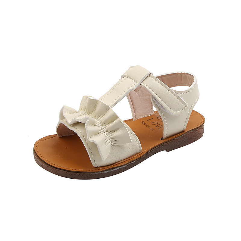 Sandals Summer Kids Toddler Baby Sandals For Little Girls White Pink Flats T-Strap Beach Sandals Princess Shoes 1 2 3 4 5 6 7 Years Old 230421