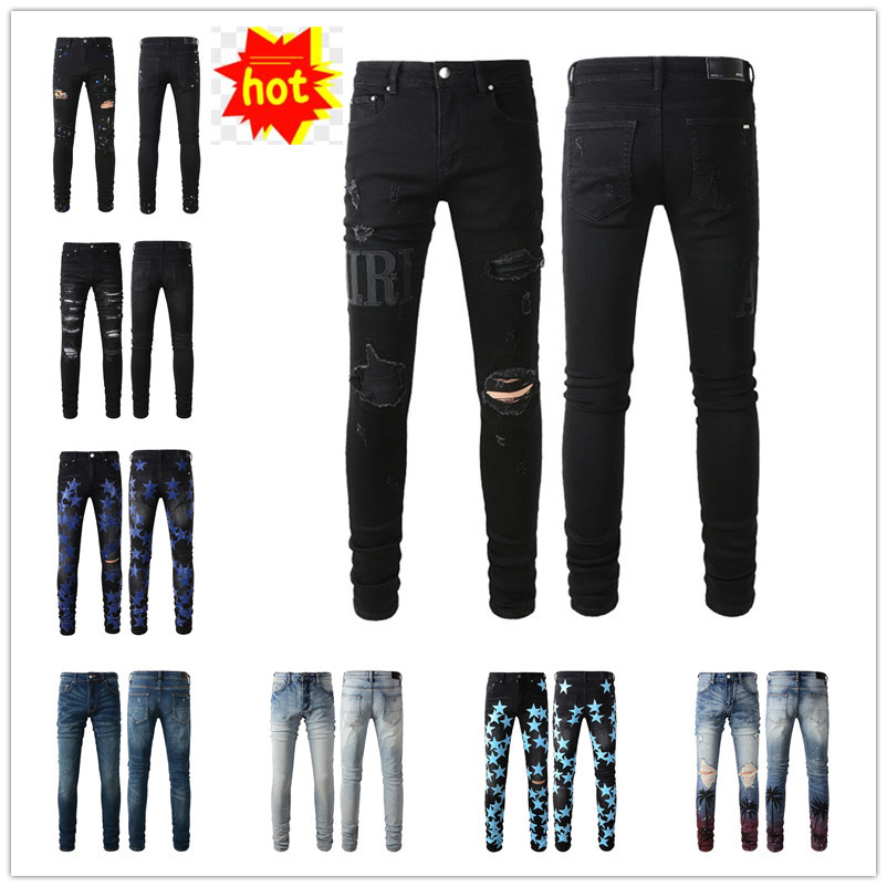 Designer Mens Jeans Denim Amiri Embroidery Pants Fashion Holes Trouser Hip Hop Distressed Zipper trousers For Male 11MU#, #886
Designer Mens Jeans Denim Amiri Embroidery Pants Fashion Holes Trouser Hip Hop Distressed Zipper trousers For Male 11MU#, #886