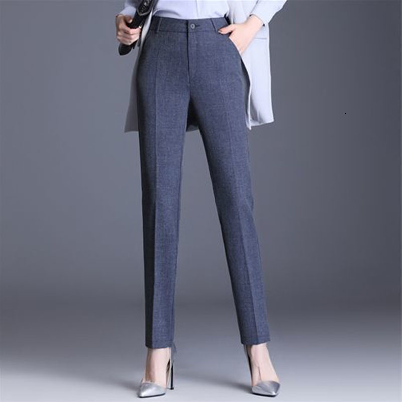 Women's Pants Capris Spring Autumn Women All-match Casual Straight Trousers Office Lady Pockets Solid High Waist Female Fashion Pencil Pants 2304