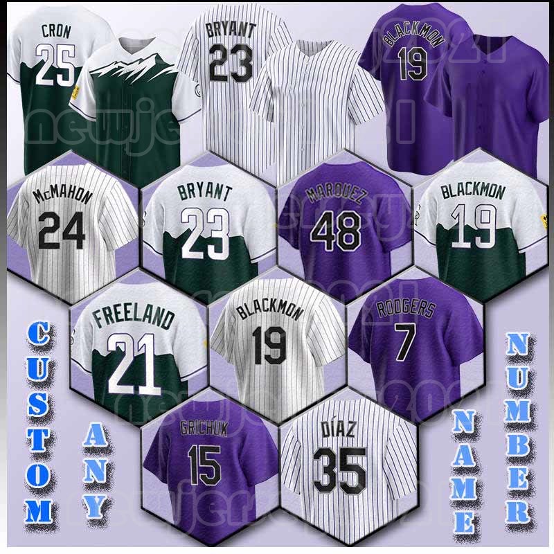 19 Charlie Blackmon Brendan Rodgers Baseball Jersey Kris Bryant Kyle Freeland C.J. Cron German Marquez Michael Toglia Rockies Daniel Bard Yonathan Daza Sean Bouchard
