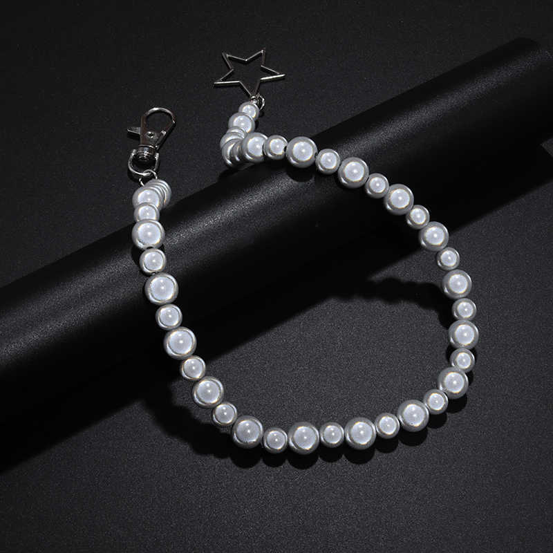 Pendant Necklaces Trendy Fashion Reflective Simulated Pearls Beads Chain Star Necklaces for Women Girl Party Night Hip Hop Jewelry Birthday Gift W0421