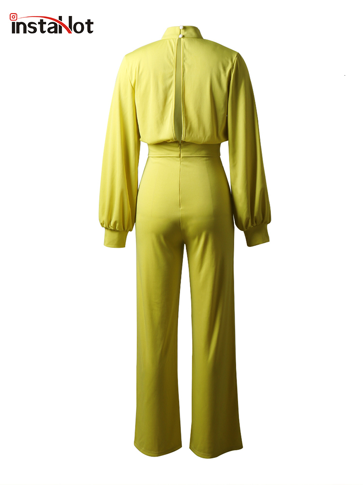 Women's Jumpsuits Rompers Insta Puff Elegant Overalls For Women Puff Long Sleeve Flare Pants Spring Office Ladies Sets Casual Fashion Female Jump