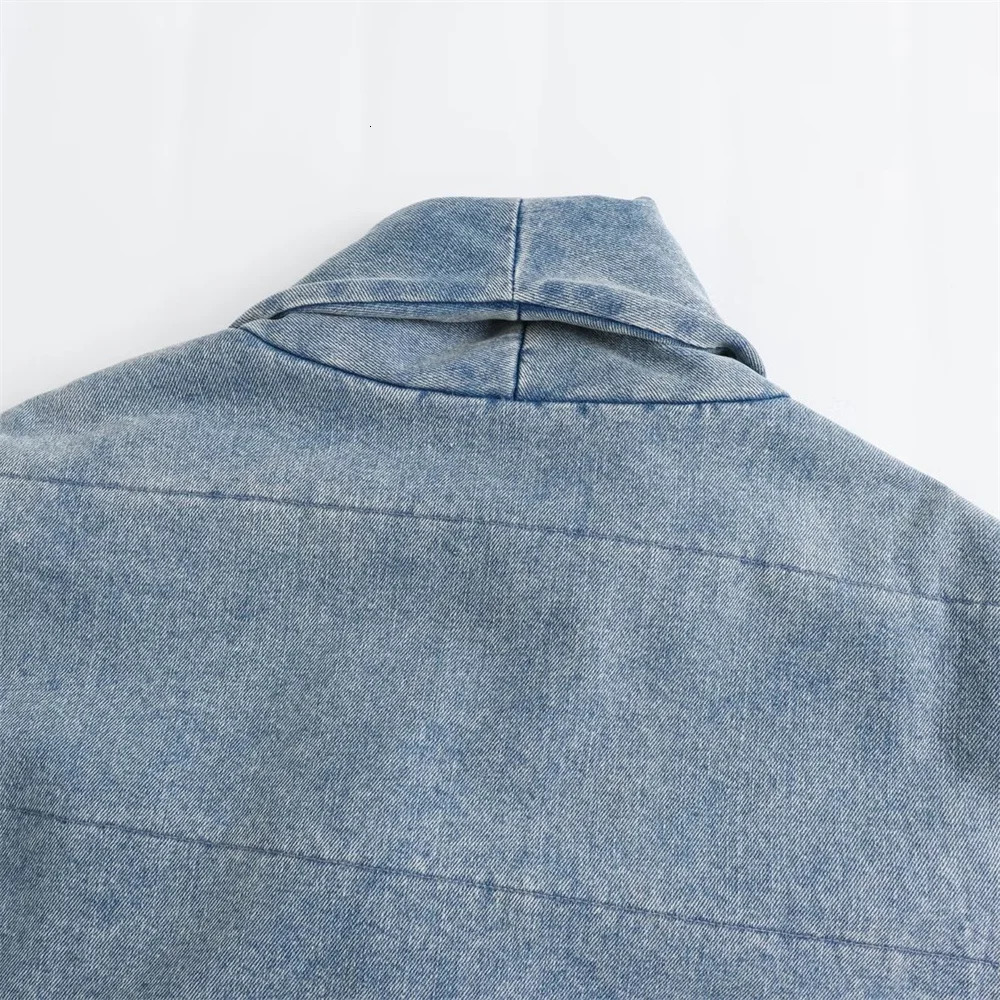 Women's Jackets UNIZERA2023 Autumn and Winter Quilted Lapel Lace up Denim Cotton Coat Loose Jacket Short 231122