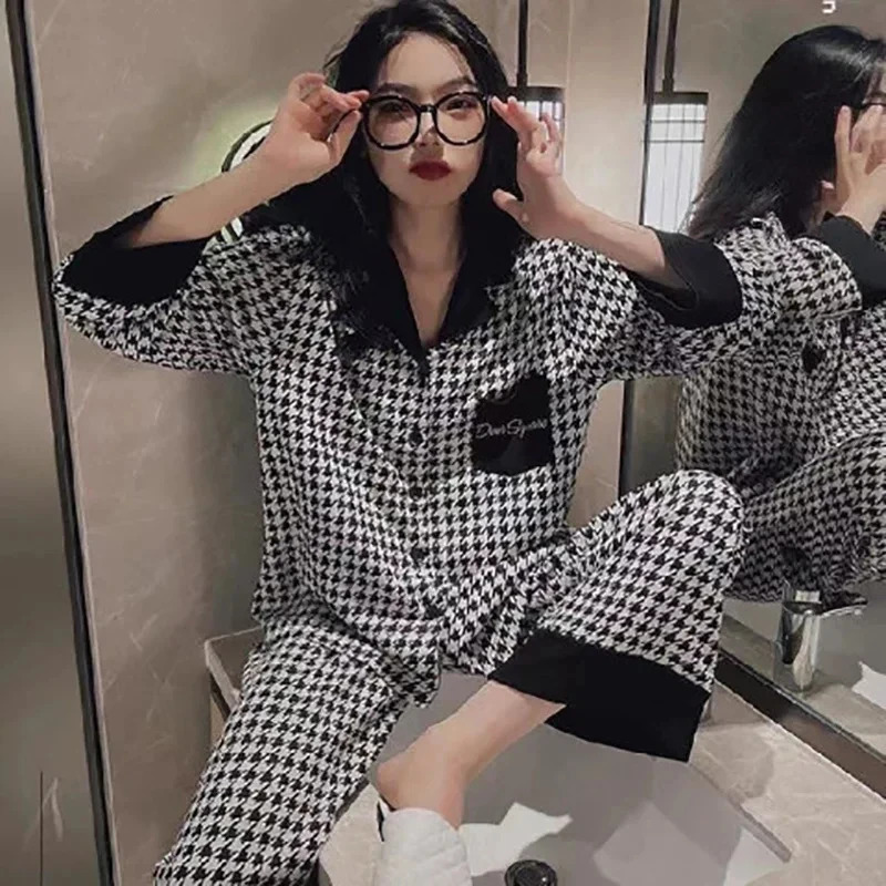 Womens Sleepwear Cute Pajama Woman Winter Autumn Lady Long Sleeve Tops Pants 2 Piece Pyjamas Solid Lingeries Sets for Women Nightwear 231122