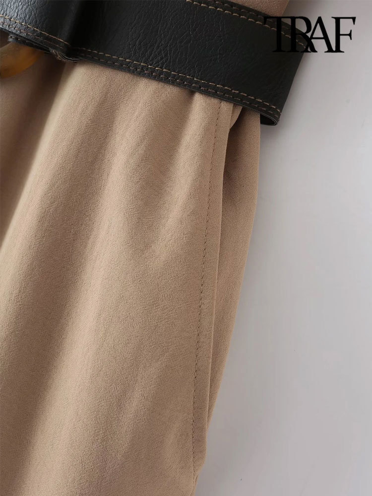 Women's Jumpsuits Rompers TRAF Women Fashion With Belt Side Pockets Jumpsuits Vintage Short Sleeve Front Buttons Female Playsuits Mujer 230422