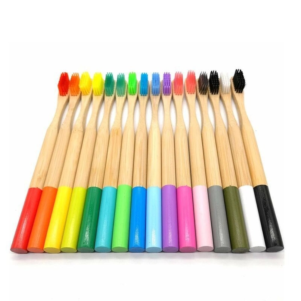 Toothbrush 10PCS Colorful Natural Bamboo Tooth Brush Set Soft Bristle Charcoal Teeth Eco es Dental Oral Care 230421