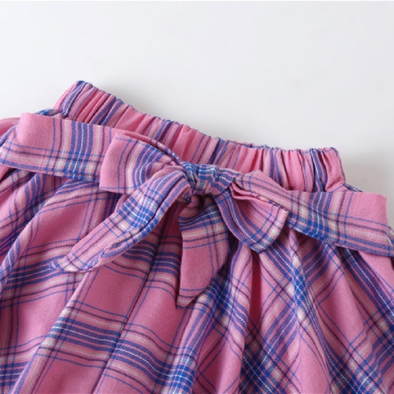 Clothing Sets Junior Girl Clothing Summer Short Sleeve T-Shirt Top Plaid Skirt 2Pcs Set Kids Loungewear Teenage Girls Cartoon Print Outfits 230422