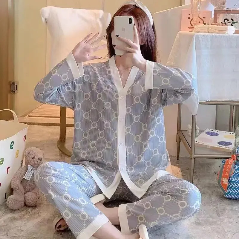 Womens Sleepwear Cute Pajama Woman Winter Autumn Lady Long Sleeve Tops Pants 2 Piece Pyjamas Solid Lingeries Sets for Women Nightwear 231122