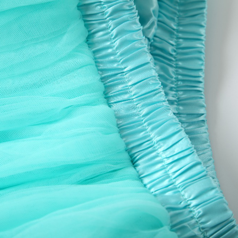 Skirts Summer Style 6 Layers Knee Length Tutu Tulle Skirt High Elastic Waist Swing Ball Gown Pleated Skater Skirts Saias Jupe 230422