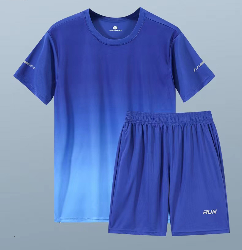 Men's Tracksuits Men Short Sleeved T-shirt Shorts Sets Mens Fashion Gradient Sportswear Men's Summer Quick Dry Sets Outdoor Sports Male Trac