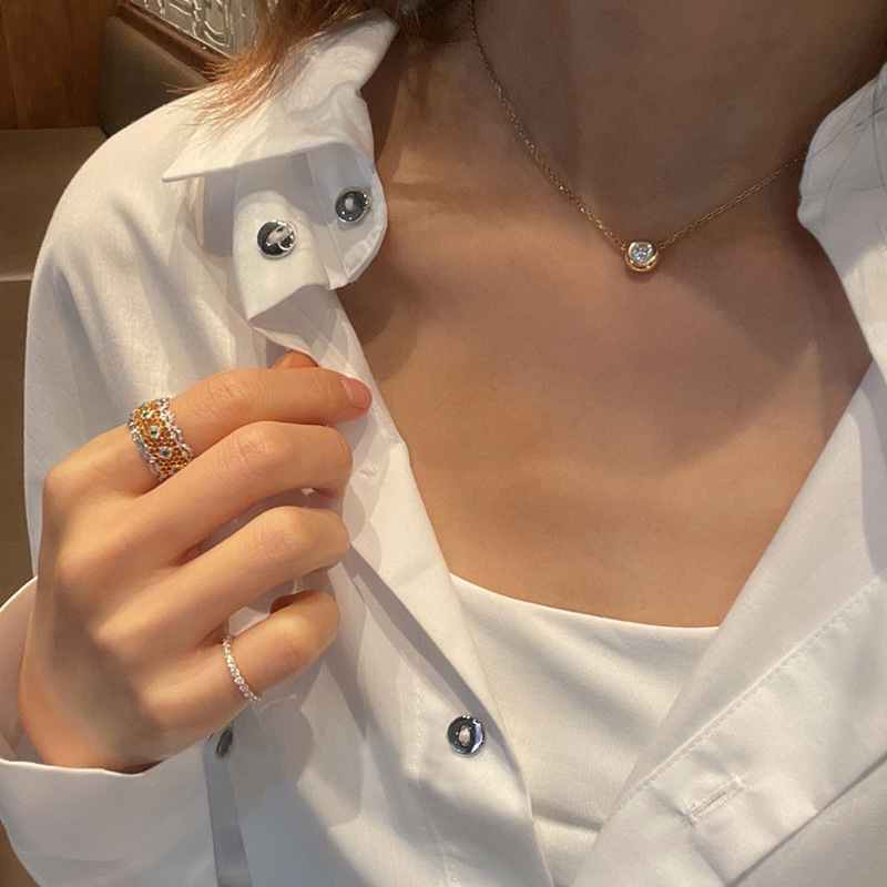 Chain For Man 18K Gold Plated Necklace woman necklace Dainty 925 Sterling Silver Single Infinity Round Diamond Pendant Necklaces Women Crystal