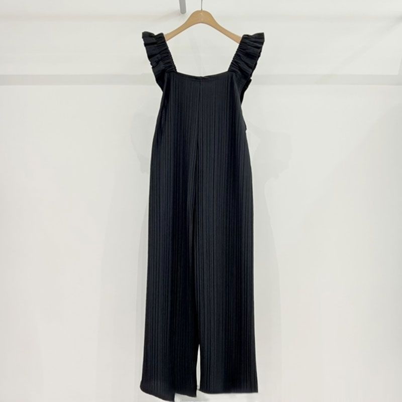 Women's Jumpsuits Rompers Fungus Suspender Black Jumpsuit Women Overalls Korean Slim High Waist Rompers Sexy Elegant Square Collar Jump Suits Ple