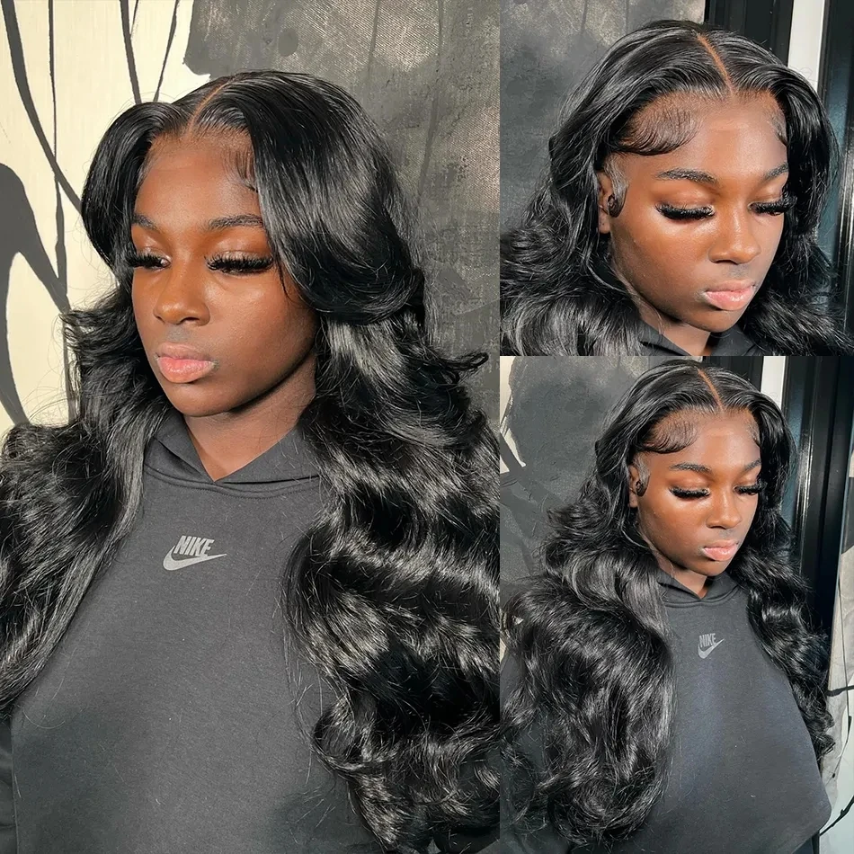 Brazilian Hair 30 40 Inch Body Wave 13x4 HD Transparent Lace Frontal Wig 360 Lace Front Wig Glueless Black Synthetic Closure Wig