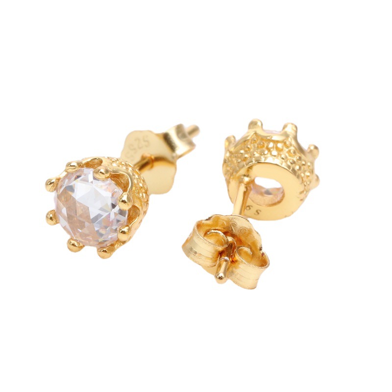 Women's Luxury Crystal Zirconia Earrings - Rose & Yellow Gold Plated Wedding Stud for Bridal Occasions