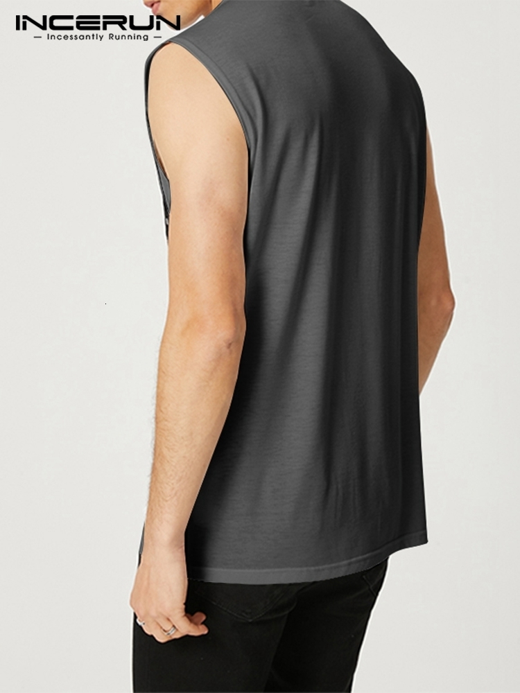 Men's Tank Tops INCERUN Men Tank Tops Round Neck Patchwork Sleeveless Streetwear Summer Casual Vests Stylish Leisure Men Clothing S-5XL 230422