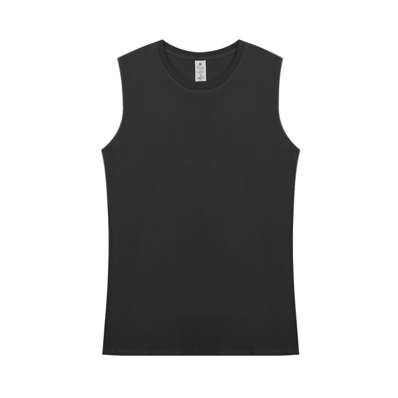 Men's Tank Tops 220g Camisole Heavy Weight Solid Color Loose Cotton Sleeveless T Shirt Bottom Shirt Men's Fitness Vest 230422