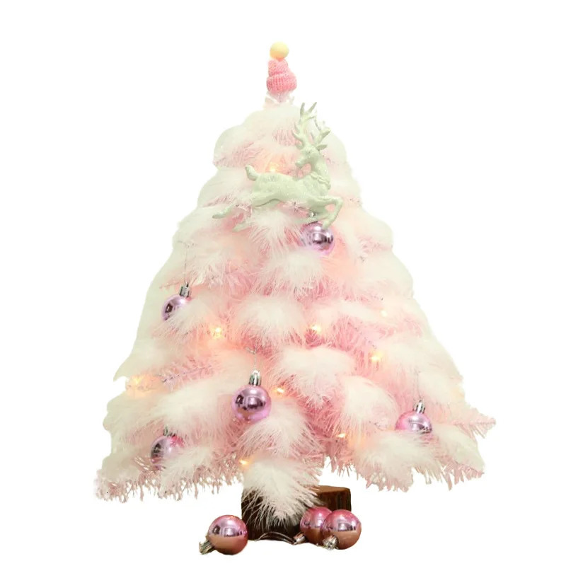 Mini Feather Girl DIY Decorations for Home 45cm Pink Christmas Tree Romatic Gift 231121
