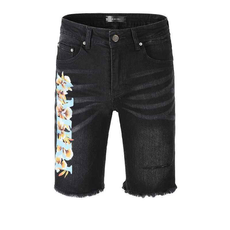 Designer Clothing Fashion Denim Pants Amiiri Summer New High Street Trend Brand Flower Letter Printing Knife Cut Hole Made Old Black Men's Denim Shorts, As shown in figure
Designer Clothing Fashion Denim Pants Amiiri Summer New High Street Trend Brand Flower Letter Printing Knife Cut Hole Made Old Black Men's Denim Shorts, As shown in figure