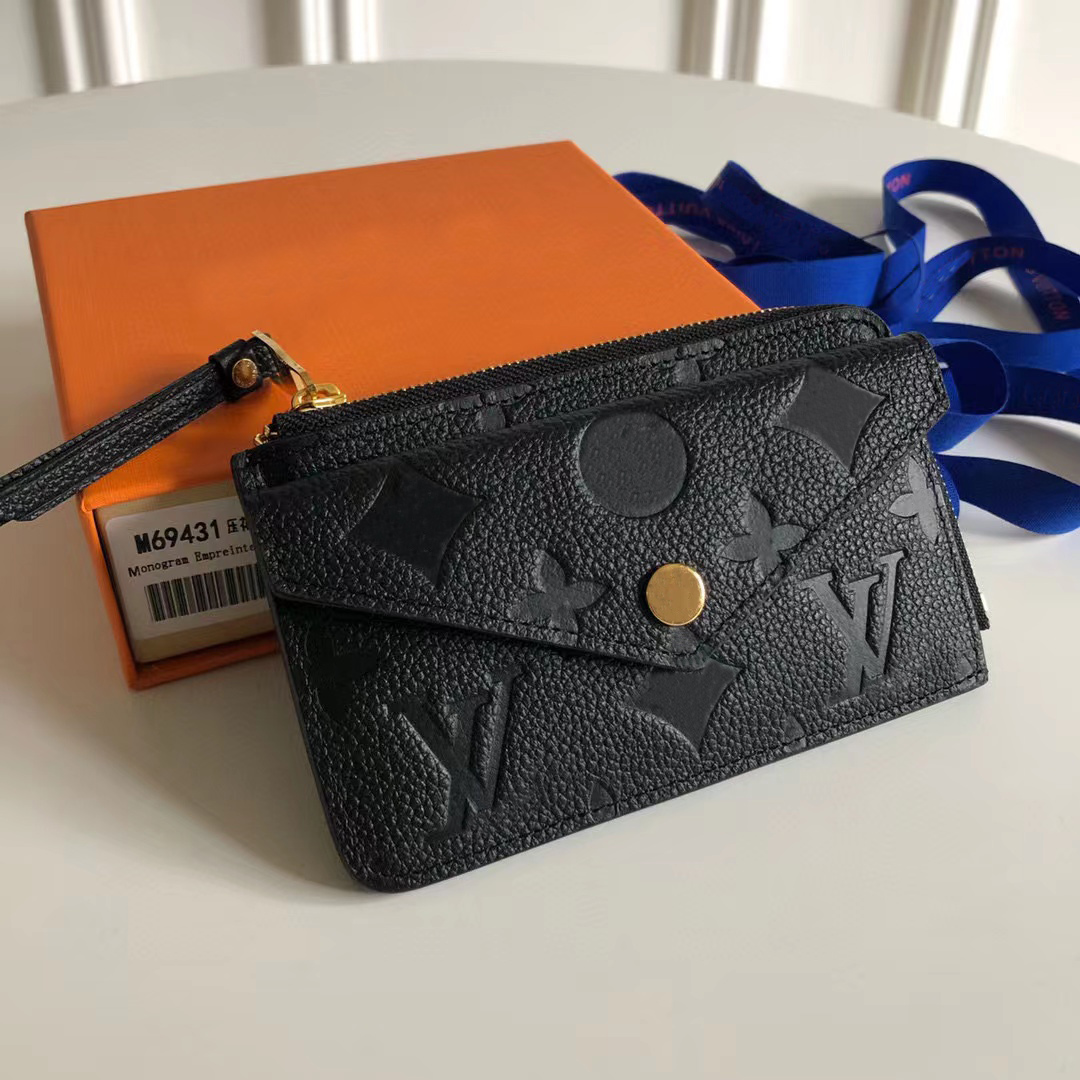 

M69431 CARD HOLDER RECTO VERSO Designer Fashion Womens Mini Zippy Organizer Wallet Coin Purse Bag Belt Charm Key Pouch Pochette Accessoires, Embossing red