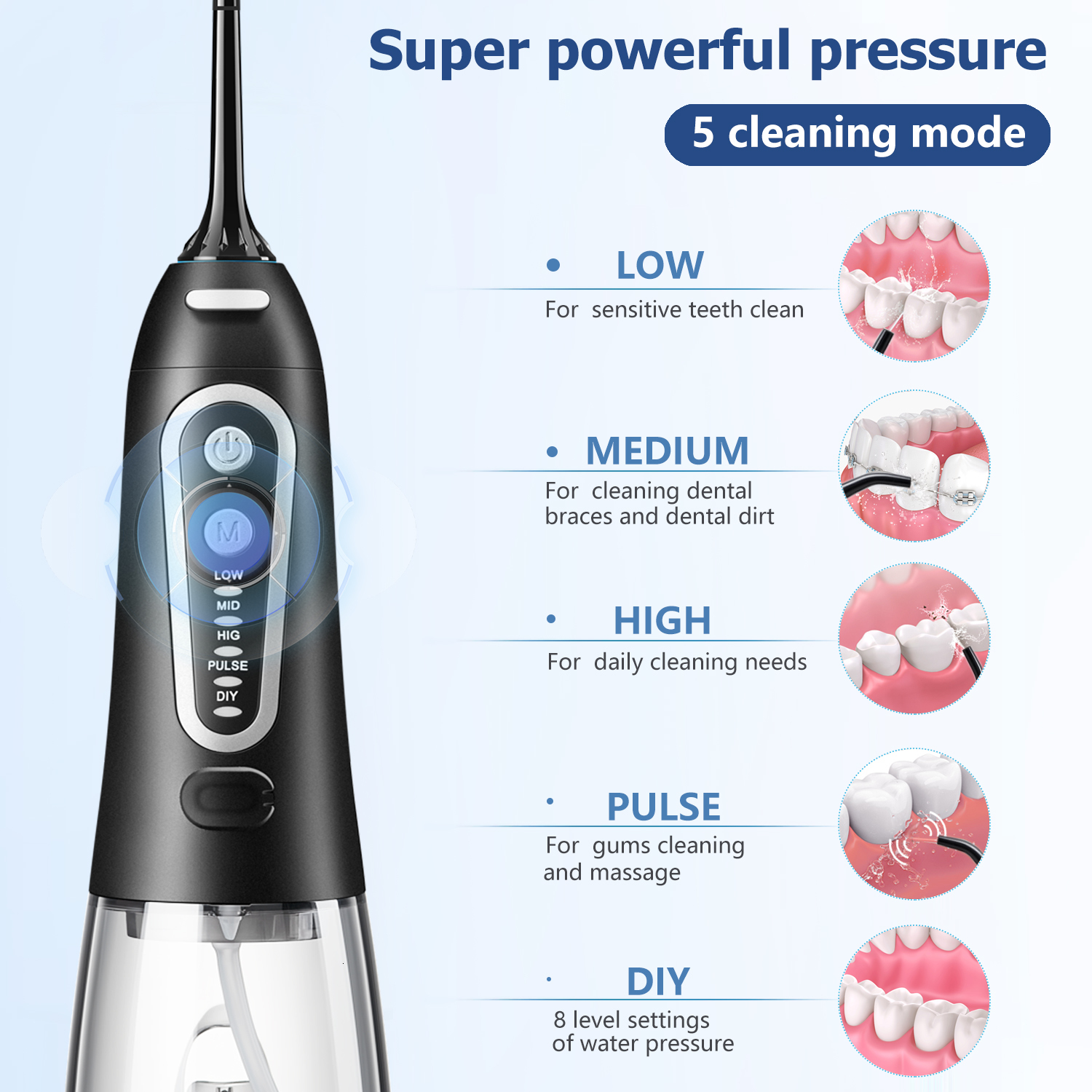 Other Oral Hygiene Irrigator USB Rechargeable Water Flosser Portable Dental Jet 300ML Tank proof Teeth Cleaner For Care 230421