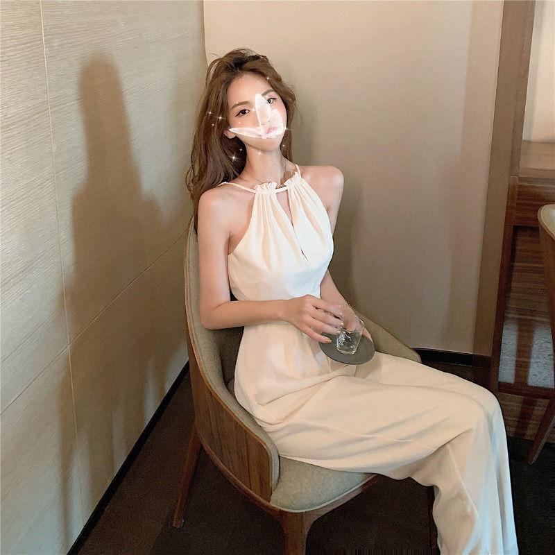 Women's Jumpsuits Rompers Jumpsuits Women Solid Elegant Sleeveless Summer Minimalist High Waist Casual Loose Stylish Korean Style All-match Chic 