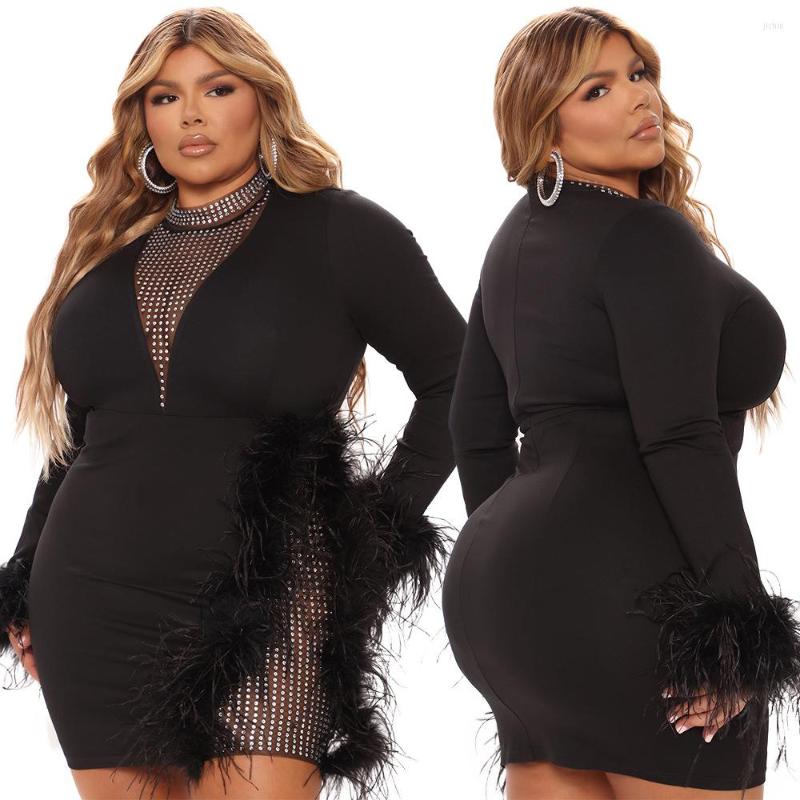 Casual Dresses Spring Autumn Sexy Long Sleeve Dress For Women Tassel Diamonds Party Mini Black White Clothing