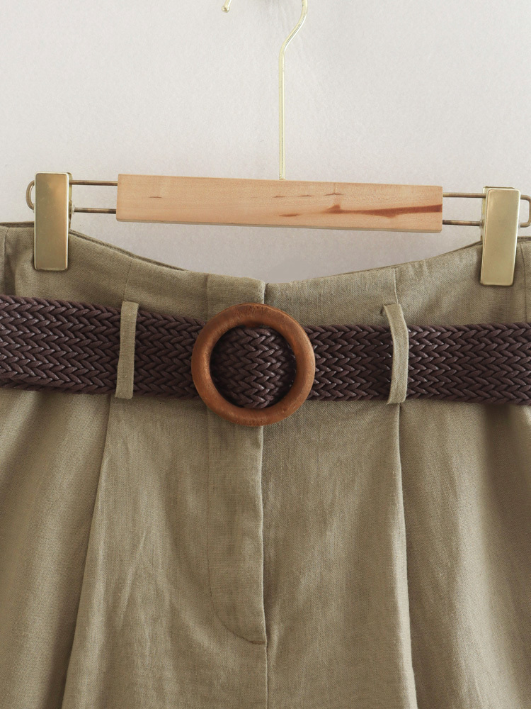 Camisoles Tanks TRAF WOMEN 2023 Fashion Front Button Flax Blending Waistcoat Vintage V Neck Sleeveless Female Outerwear Vest Tops Shorts Suit 230421