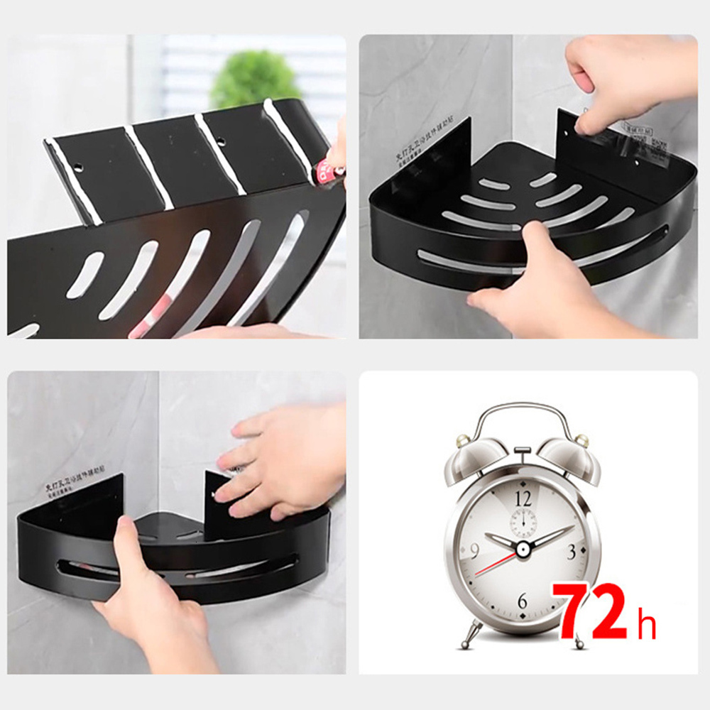 Bathroom Shelves Bathroom Shelves No Drill Triangular Shower Rack Wall-mounted Space Aluminum Toilet Corner Shelf Gun Grey Bathroom Storage Rack 23042