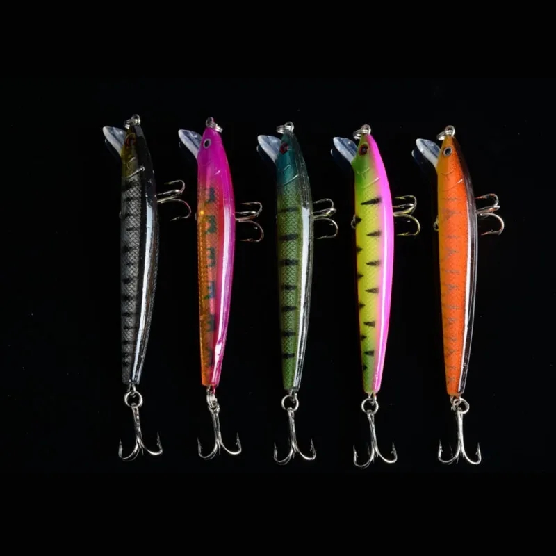 5 Colour 0.3 ounces 3.75 inches Plastic Minnow Fishing Lure Floating Rattles Bass Crankbait 3D Eyes Fish Lures