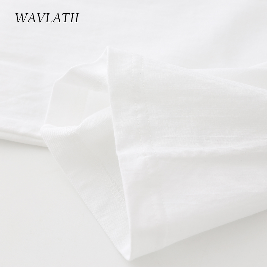 Women's T-Shirt WAVLATII Women Cotton T shirts Female Soft White Black Tees Lady Plus Size Basic Tops for Summer WT2102 230422