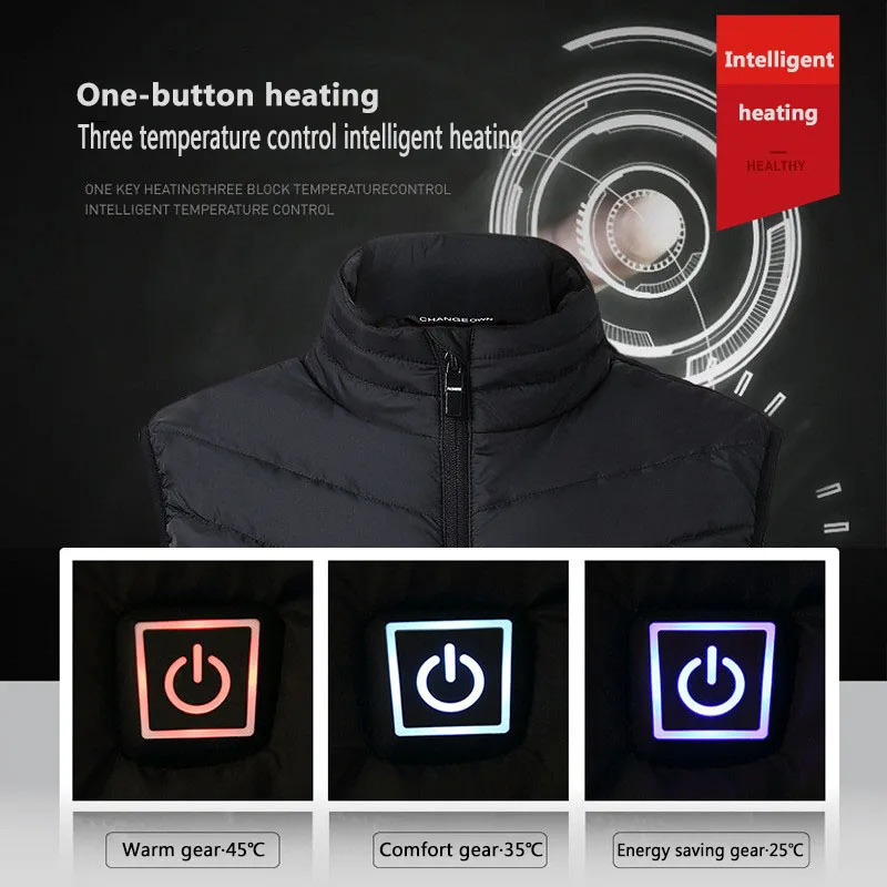 Men's Vests 17PCS Heated Jacket Fashion Men Women Coat Intelligent USB Electric Heating Thermal Warm Clothes Winter Heated Vest Plussize 231122