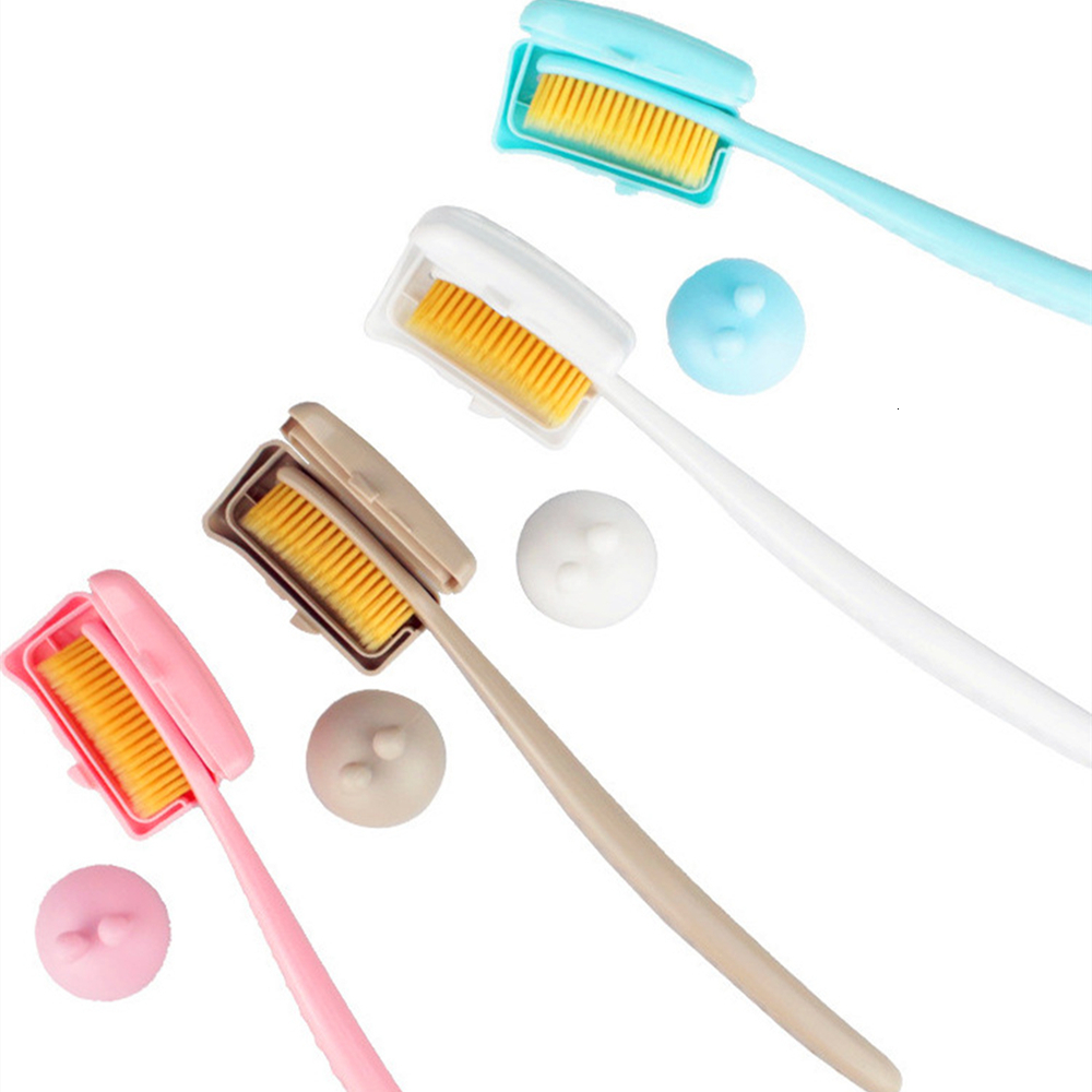 Toothbrush 5pcsPack Large Head Korean Original Tooth Brush With Travel Case Adult Charcoal Biodegradable Oral Health Cleaning 230421