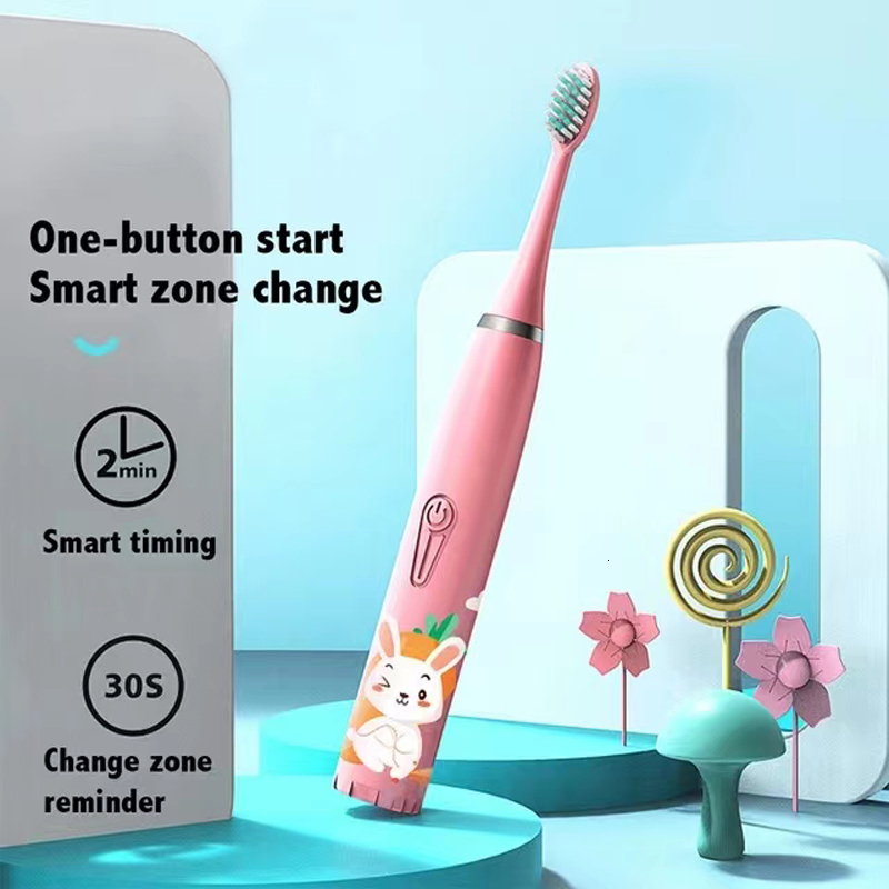 Toothbrush Electric Kids Rechargeable USB Sonic Tooth Brush Smart Timer 4 Modes IPX6 Waterproof Cartoon Pattern for Children 230421