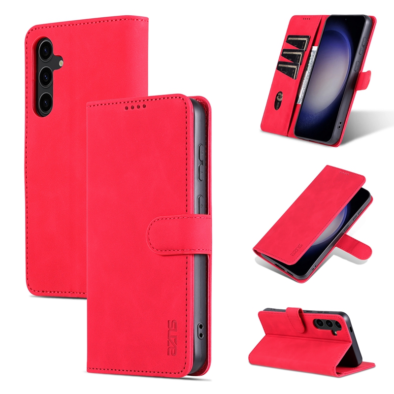 Business PU Leather Wallet Cases For Samsung S25 A56 A36 A26 A16 A06 S24 Plus S23 FE S22 Ultra A05 A05S A15 A54 A25 Plain Credit Card Slot Holder Magn