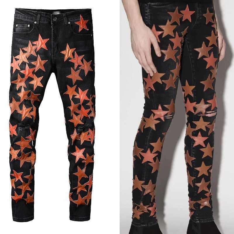 Designer Clothing Fashion Denim Pants Amiiri New High Street Trend Brand Coffee Star Leather Patch Knife Cut Holes Black Elastic Slim Fit Wash Jeans Men For sale, As shown in figure
Designer Clothing Fashion Denim Pants Amiiri New High Street Trend Brand Coffee Star Leather Patch Knife Cut Holes Black Elastic Slim Fit Wash Jeans Men For sale, As shown in figure