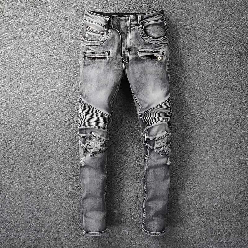 Designer Clothing Fashion Denim Pants Amiiri New High Street Distressed Motorcycle Jeans Men's Trend Brand Personalized Zipper Grey Heavy Wash Elastic Slim Fit, Dark gray
Designer Clothing Fashion Denim Pants Amiiri New High Street Distressed Motorcycle Jeans Men's Trend Brand Personalized Zipper Grey Heavy Wash Elastic Slim Fit, Dark gray