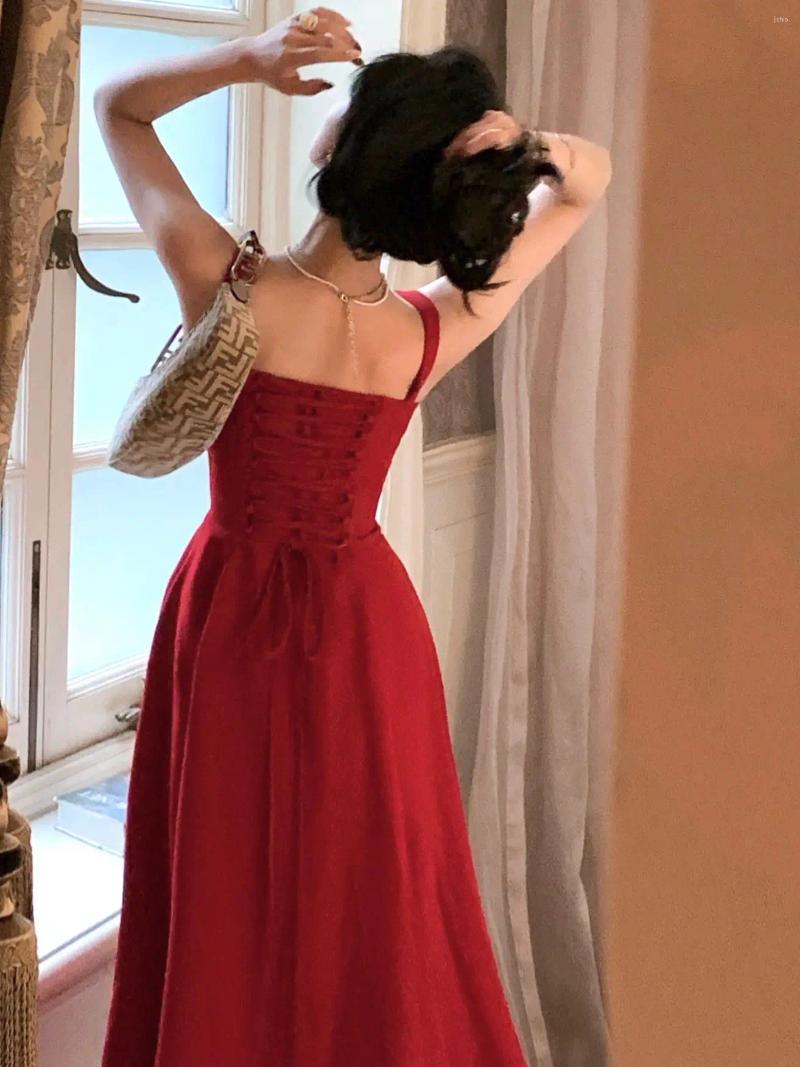 Casual Dresses Coigarsam 2024 Summer Elegant Vintage Fashion Midi Bandge Dress Women Lady One Piece Party Clothing Outfits Vestidos